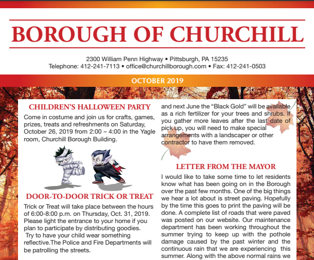 Churchill Newsletter October 2019