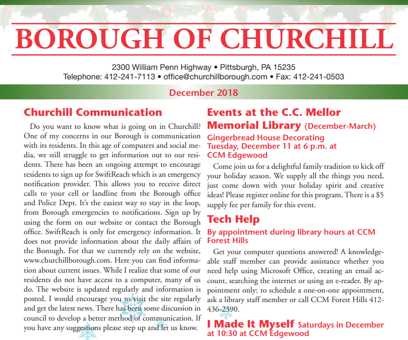 Churchill Newsletter December 2018