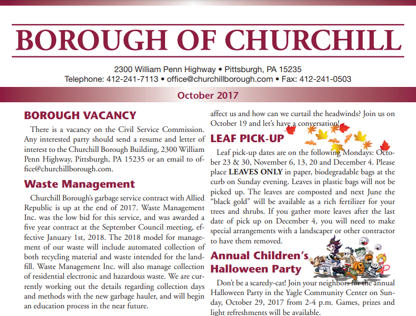 Churchill Newsletter October 2017