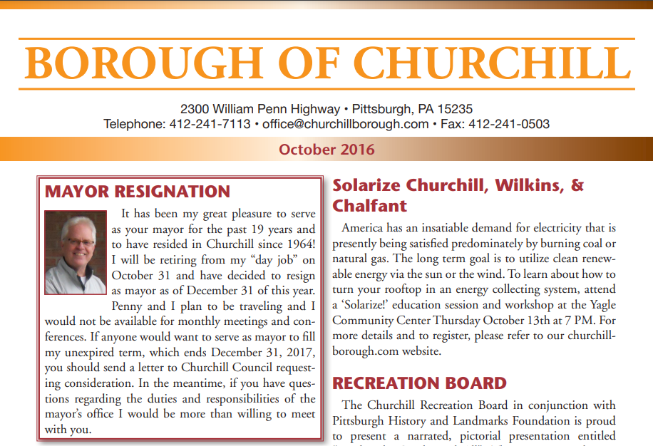 Churchill Newsletter October 2016