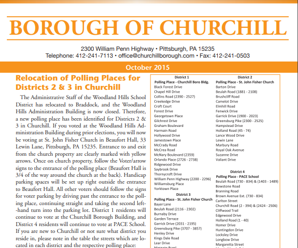 Churchill Newsletter October 2015