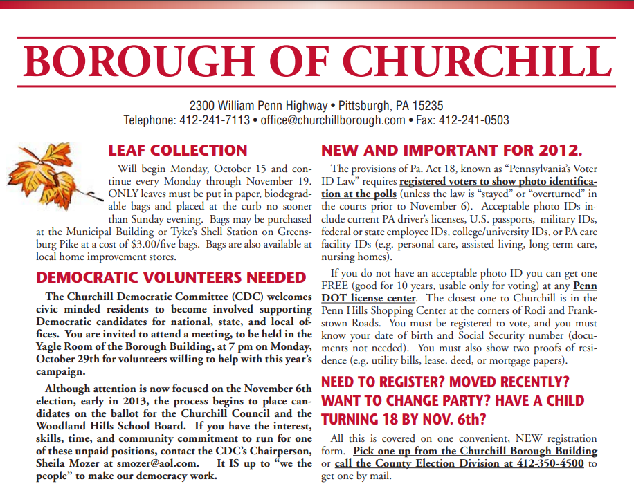 Churchill Newsletter October 2012