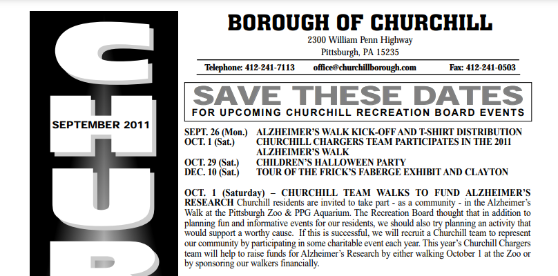 Churchill Newsletter September 2011