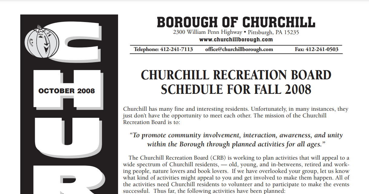 Churchill Newsletter October 2008